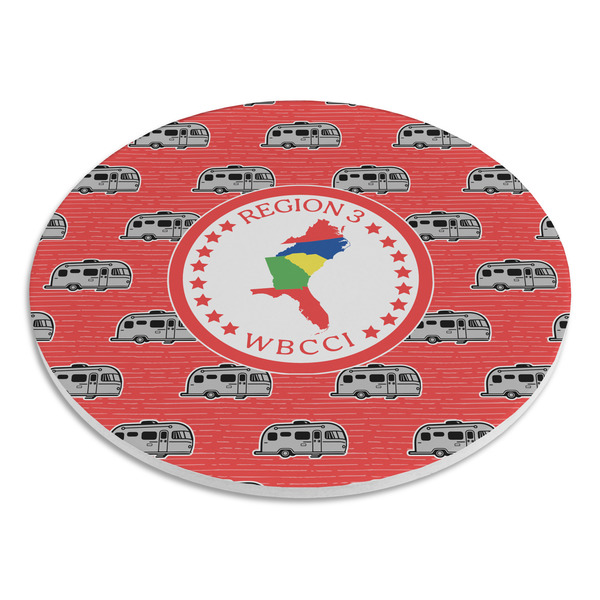 Region 3 Logo Round Stone Trivet - Angle View