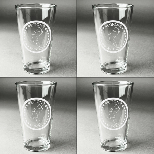 Region 3 Logo Set of Four Engraved Beer Glasses - Individual View