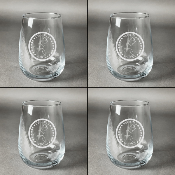 Region 3 Logo Set of Four Personalized Stemless Wineglasses (Approval)