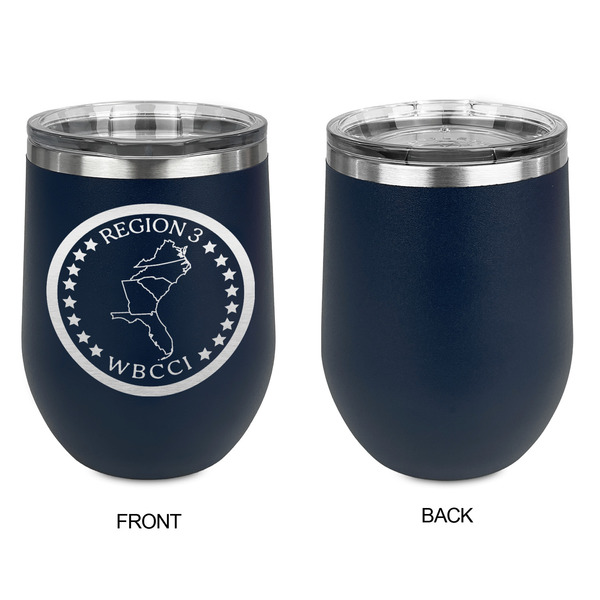 Region 3 Logo Stainless Wine Tumblers - Navy - Single Sided - Approval