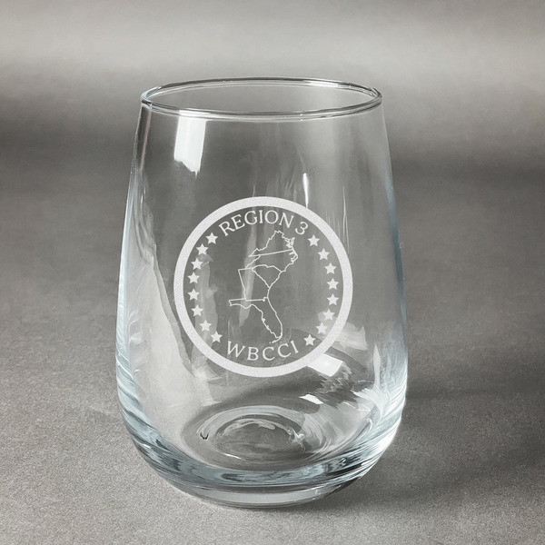 Custom Region 3 Logo Stemless Wine Glass - Laser Engraved