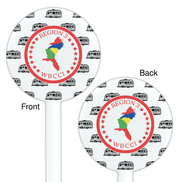 Region 3 Logo White Plastic 5.5" Stir Stick - Double Sided - Round - Front & Back