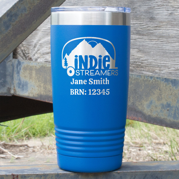 Custom Airstream Indie Club Logo 20 oz Stainless Steel Tumbler - Royal Blue - Single-Sided