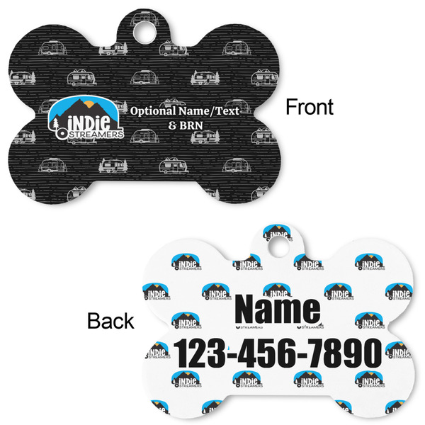 Airstream Indie Club Logo Bone Shaped Dog ID Tag - Small - Front & Back View