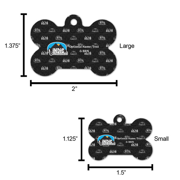 Airstream Indie Club Logo Bone Shaped Dog ID Tags - Comparison Scale