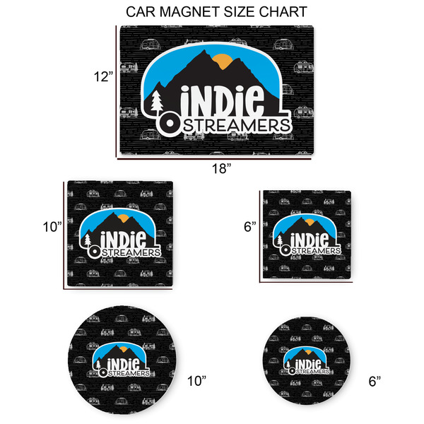 Airstream Indie Club Logo Car Magnets - SIZE CHART