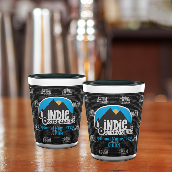 Airstream Indie Club Logo Ceramic Shot Glass - Two Tone - Lifestyle