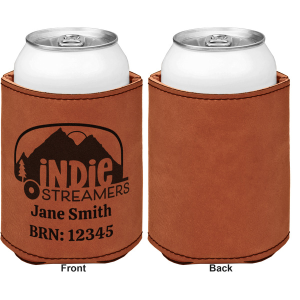 Airstream Indie Club Logo Cognac Leatherette Can Sleeve - Single Sided Front and Back