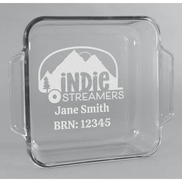 Custom Airstream Indie Club Logo Glass Cake Dish - 8in x 8in
