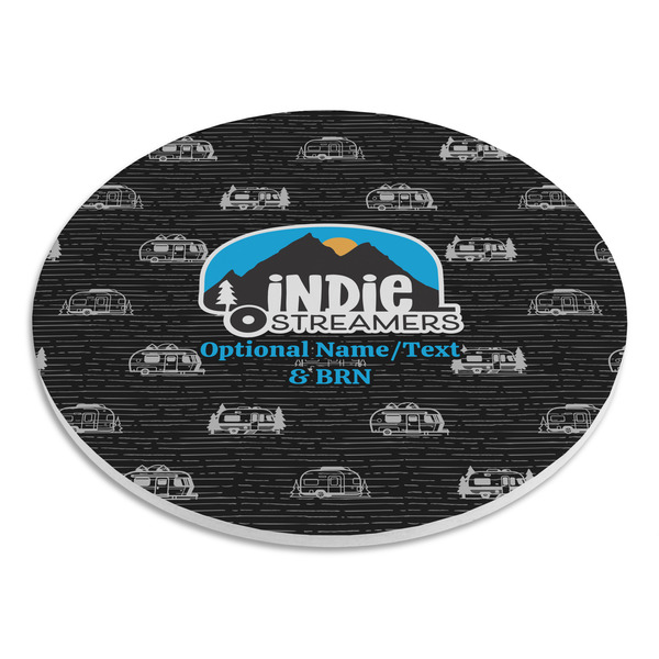 Airstream Indie Club Logo Round Stone Trivet - Angle View
