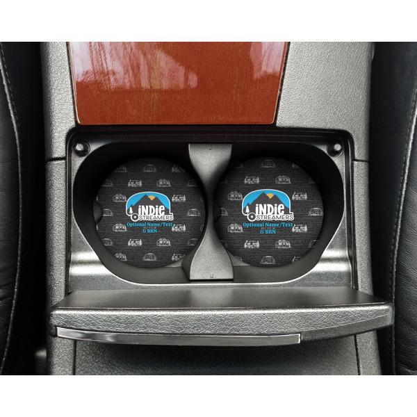 Airstream Indie Club Logo Sandstone Car Coaster - In Cup Holder