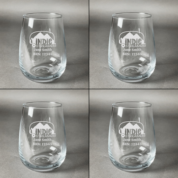 Airstream Indie Club Logo Set of Four Personalized Stemless Wineglasses (Approval)
