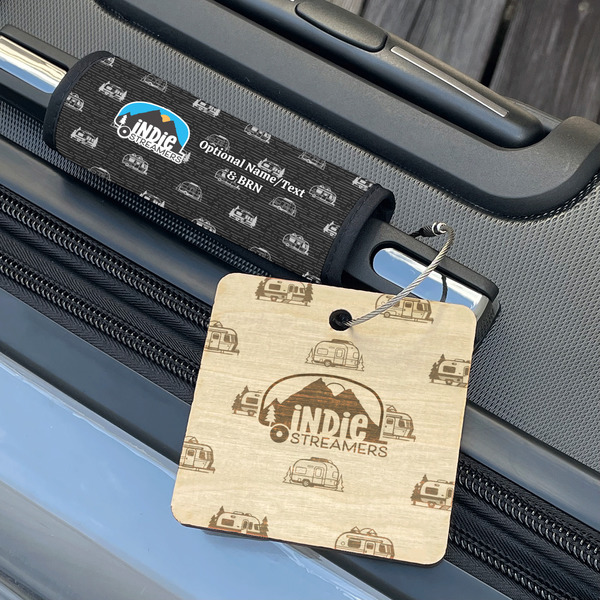 Airstream Indie Club Logo Wood Luggage Tags - Square - Lifestyle