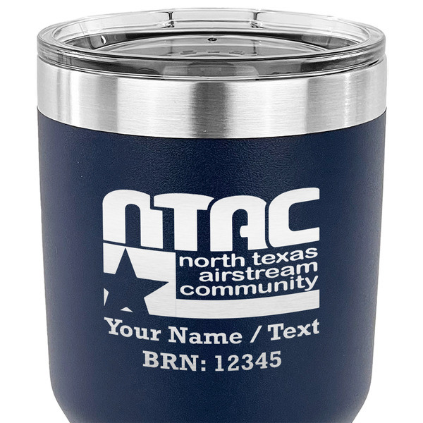 North Texas Airstream Community 30 oz Stainless Steel Ringneck Tumbler - Navy - CLOSE UP