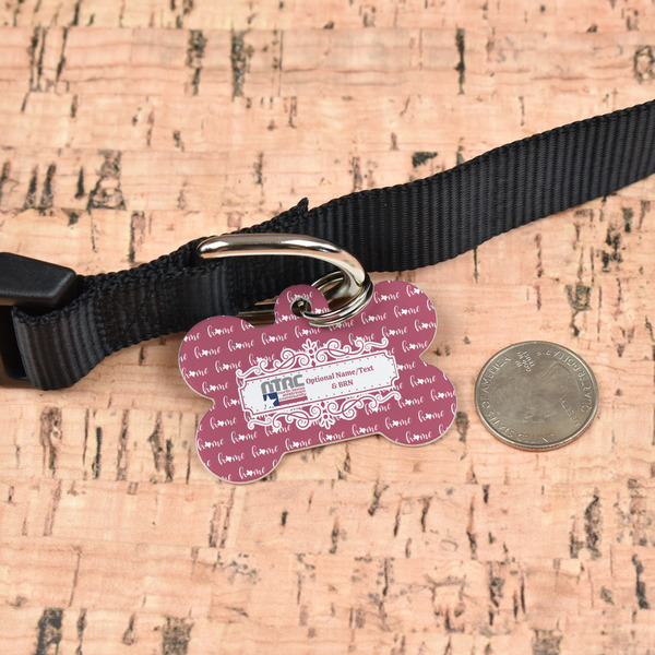 North Texas Airstream Community Bone Shaped Dog ID Tag - Large - In Context