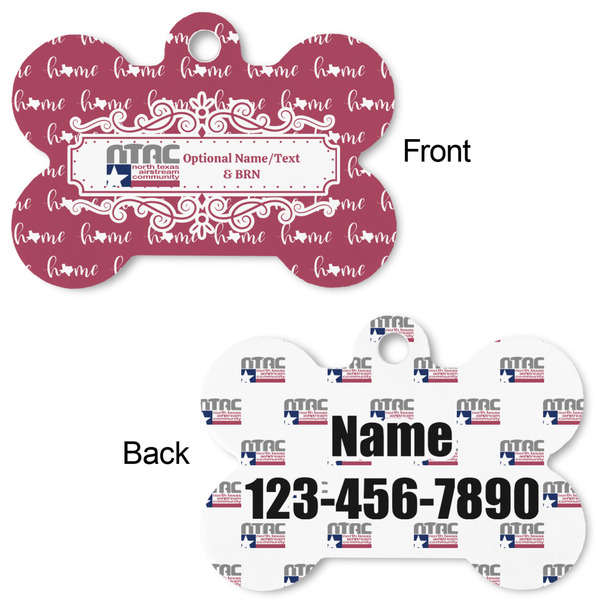 North Texas Airstream Community Bone Shaped Dog ID Tag - Small - Front & Back View
