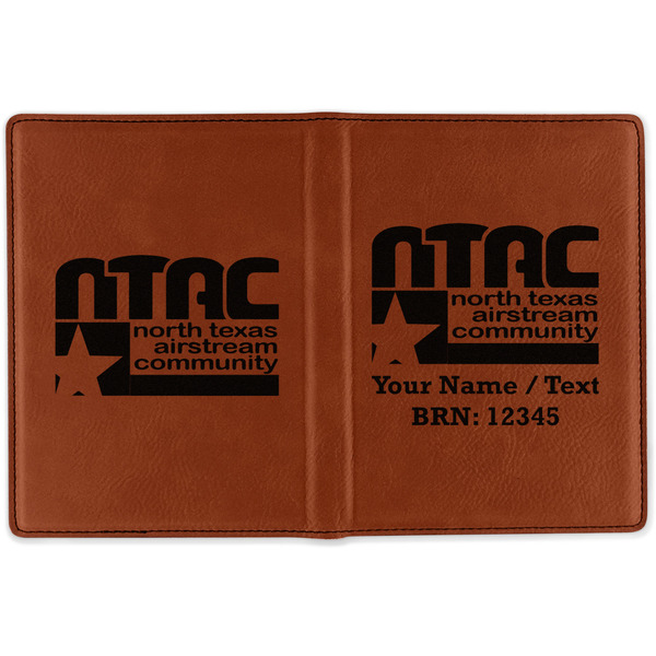 North Texas Airstream Community Cognac Leather Passport Holder Outside Double Sided - Apvl