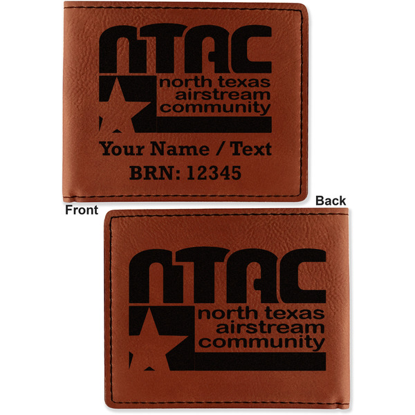 North Texas Airstream Community Cognac Leatherette Bifold Wallets - Front and Back