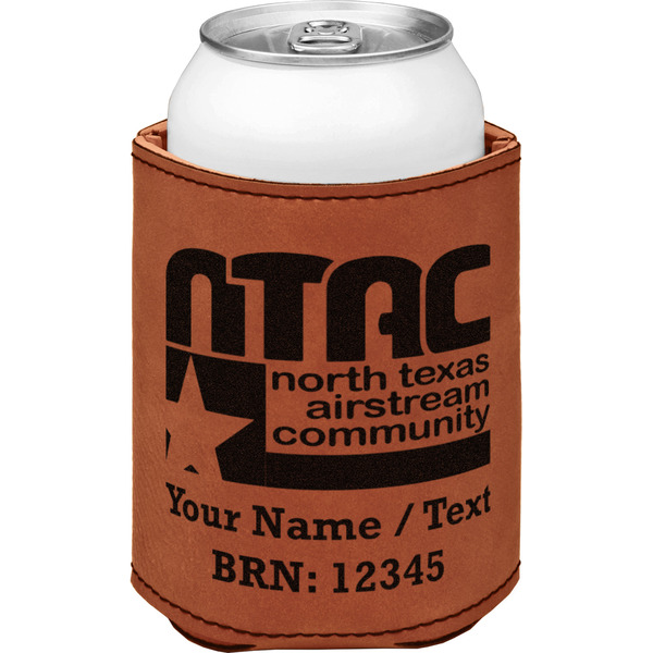 North Texas Airstream Community Cognac Leatherette Can Sleeve - Single Front