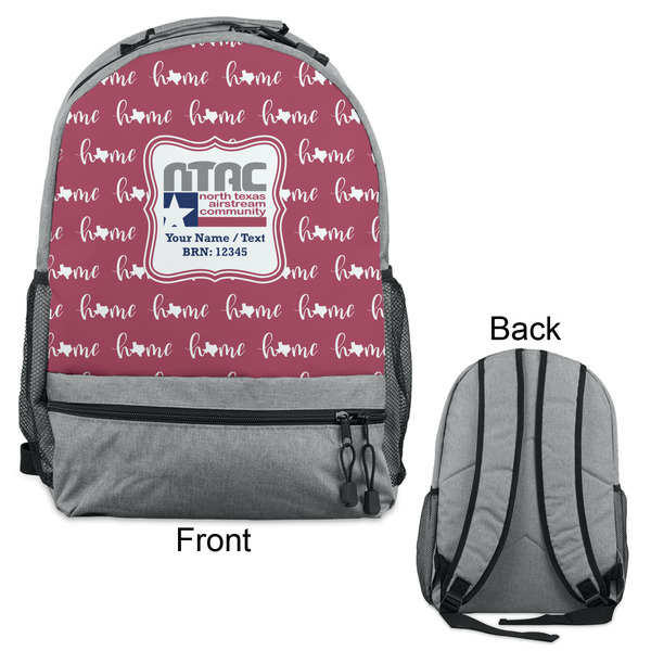 North Texas Airstream Community Large Backpack - Gray - Front & Back View