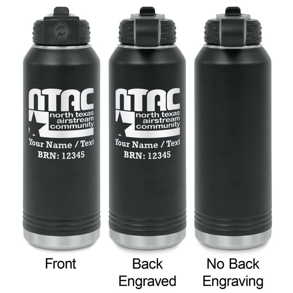 North Texas Airstream Community Laser Engraved Water Bottles - 2 Styles - Front & Back View