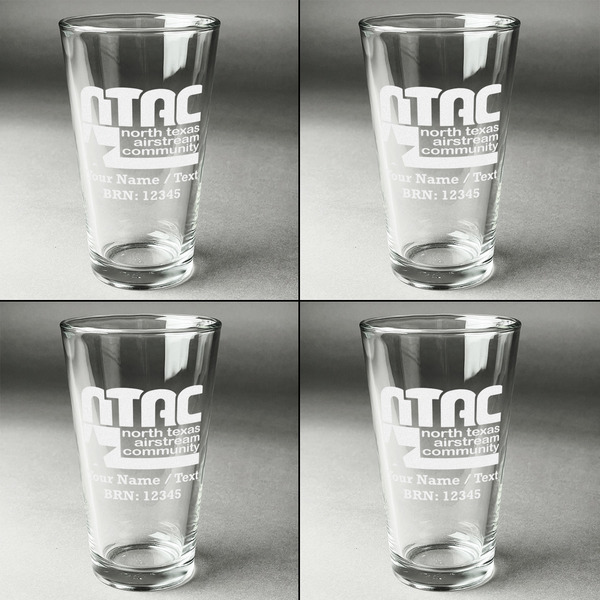 North Texas Airstream Community Set of Four Engraved Beer Glasses - Individual View
