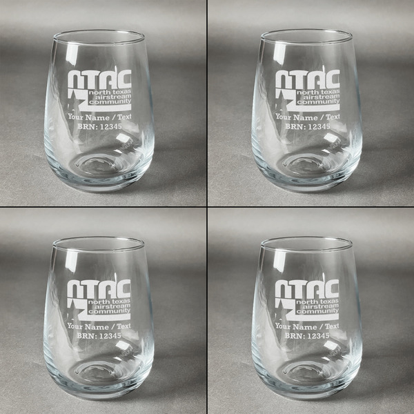 North Texas Airstream Community Set of Four Personalized Stemless Wineglasses (Approval)