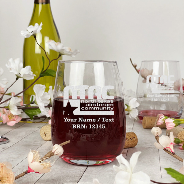 North Texas Airstream Community Stemless Wine Glass - In Context