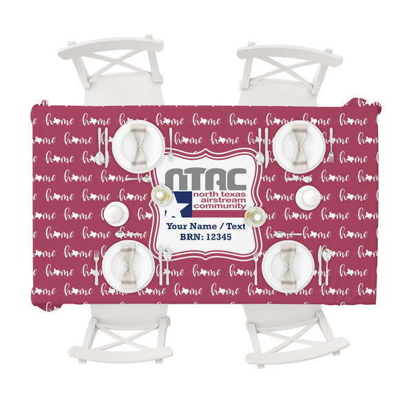 North Texas Airstream Community Tablecloths (58"x102") - TOP VIEW (with plates)