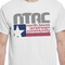 North Texas Airstream Community White Crew T-Shirt on Model - CloseUp