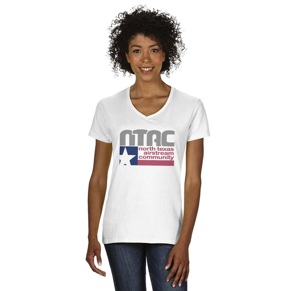 Custom North Texas Airstream Community Women's V-Neck T-Shirt - White