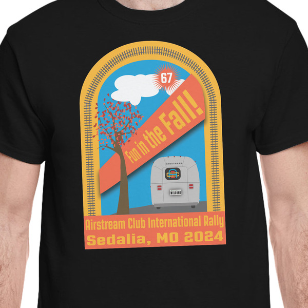 Airstream International Rally - 2024 Black Crew T-Shirt on Model - CloseUp