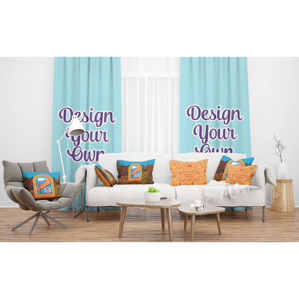 Airstream International Rally - 2024 Sheer and Custom Curtains in Room with Matching Pillows