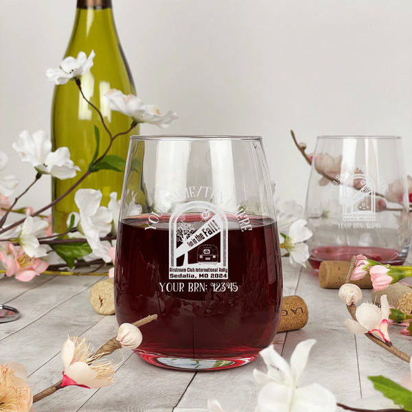 Airstream International Rally - 2024 Stemless Wine Glass - In Context