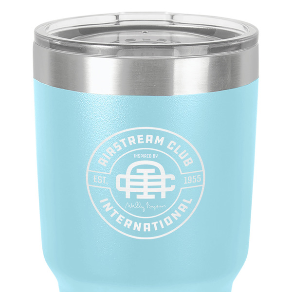 Airstream Club International Logo 30 oz Stainless Steel Ringneck Tumbler - Teal - Close Up