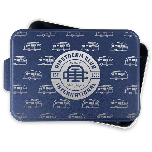 Airstream Club International Logo Aluminum Baking Pan - Navy Lid - FRONT w/lid off