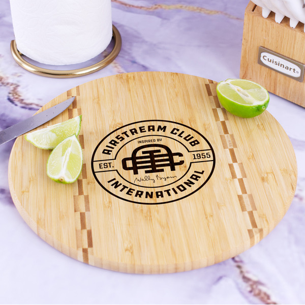 Airstream Club International Logo Bamboo Cutting Board - In Context