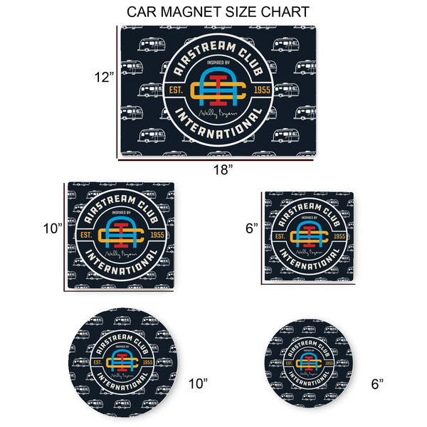 Airstream Club International Logo Car Magnets - SIZE CHART