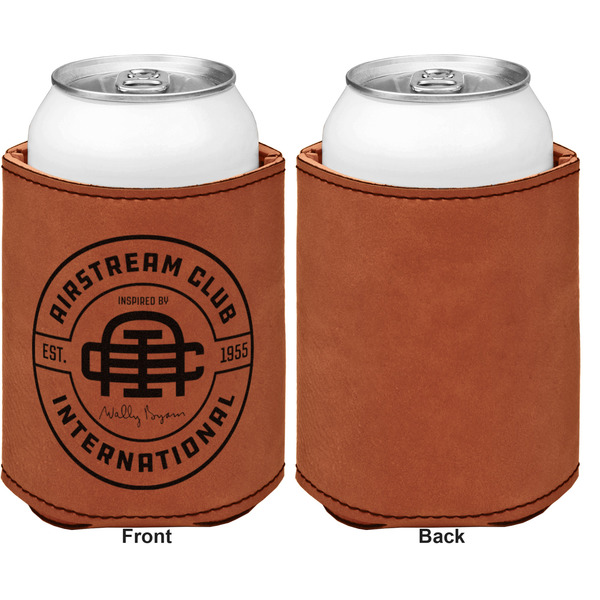 Airstream Club International Logo Cognac Leatherette Can Sleeve - Single Sided Front and Back