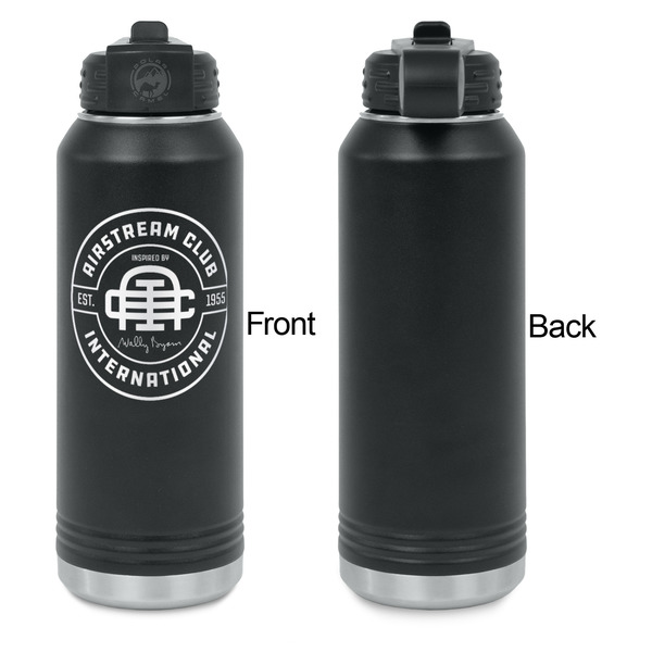 Airstream Club International Logo Laser Engraved Water Bottles - Front Engraving - Front & Back View