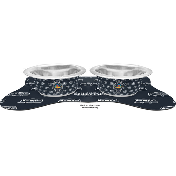 Airstream Club International Logo Metal Pet Bowls - On Dog Bone Shaped Mat