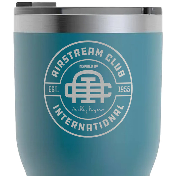 Airstream Club International Logo RTIC Tumbler - Dark Teal - Close Up