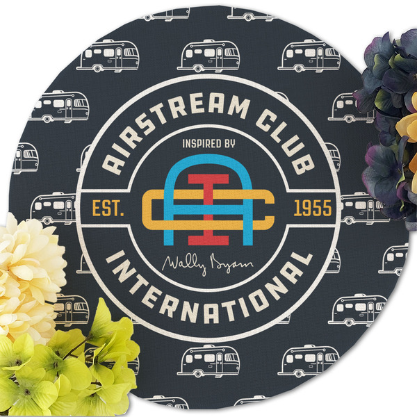Airstream Club International Logo Round Linen Placemats - Front (w flowers)