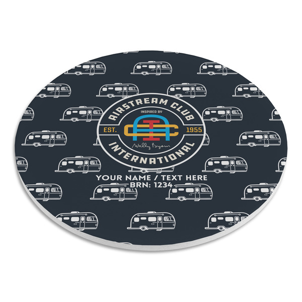 Airstream Club International Logo Round Stone Trivet - Angle View