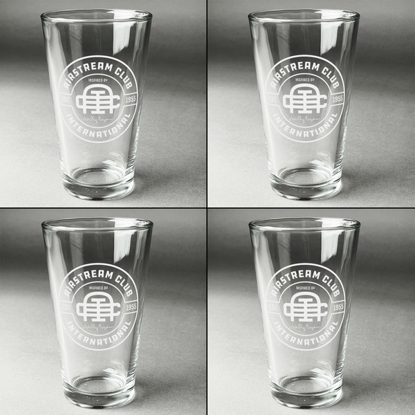 Airstream Club International Logo Set of Four Engraved Beer Glasses - Individual View