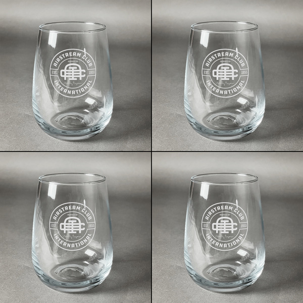 Airstream Club International Logo Set of Four Personalized Stemless Wineglasses (Approval)