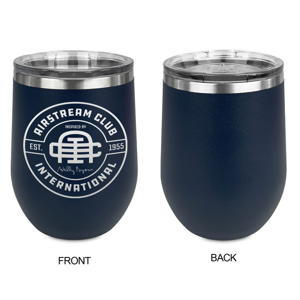 Airstream Club International Logo Stainless Wine Tumblers - Navy - Single Sided - Approval