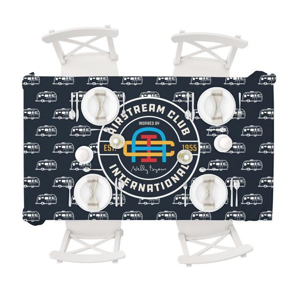Airstream Club International Logo Tablecloths (58"x102") - TOP VIEW (with plates)
