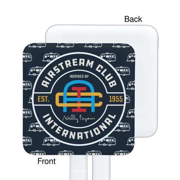 Airstream Club International Logo White Plastic Stir Stick - Single Sided - Square - Front & Back