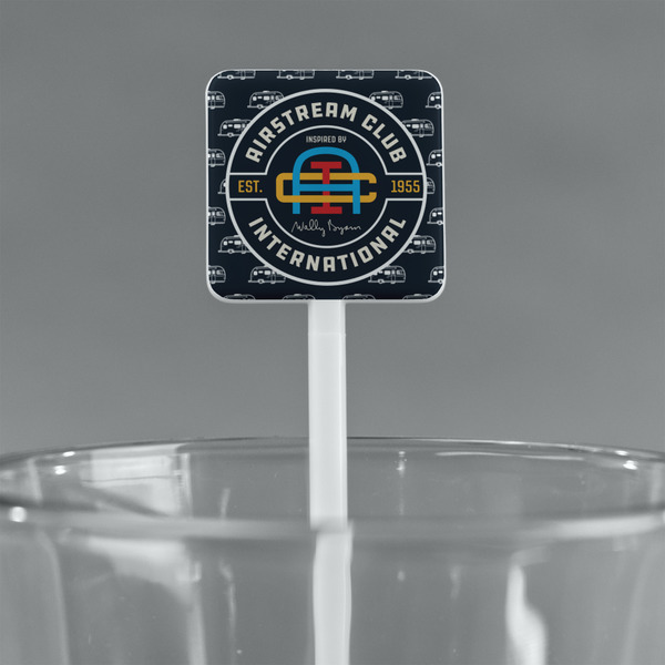 Airstream Club International Logo White Plastic Stir Stick - Square - Main